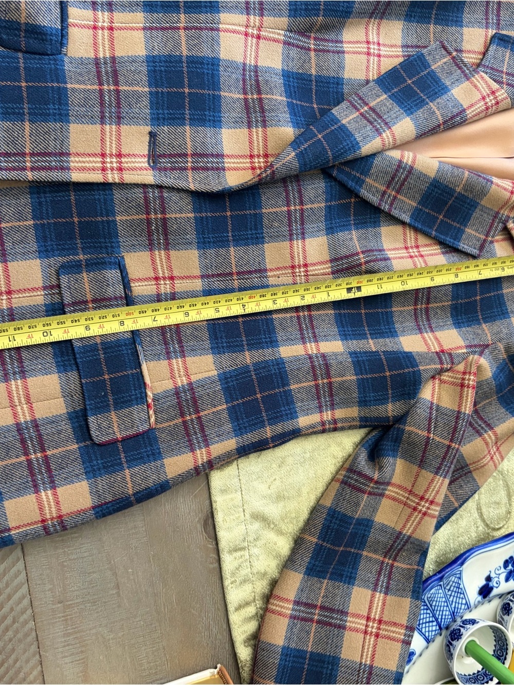 Pendleton Plaid Blazer in Blue, Tan and Red - Picture 7 of 15